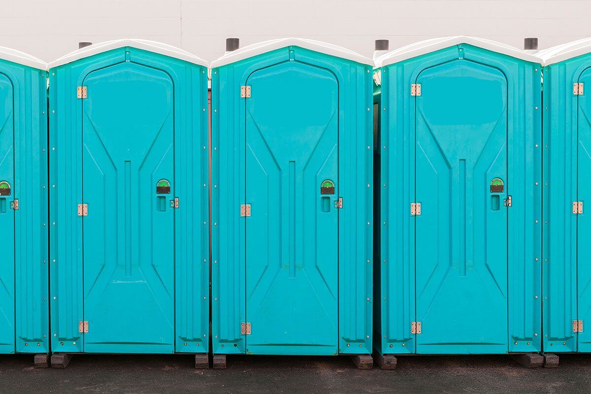 Industrial portable restroom units at a plant in Reidsville, North Carolina