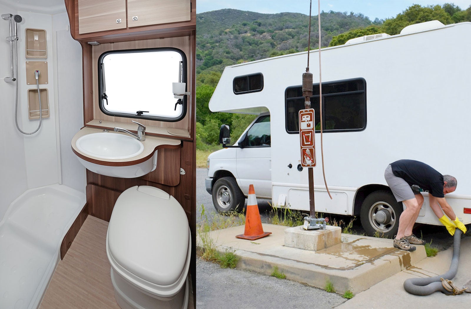Portable RV/camper toilet and holding tank setup in Reidsville, North Carolina